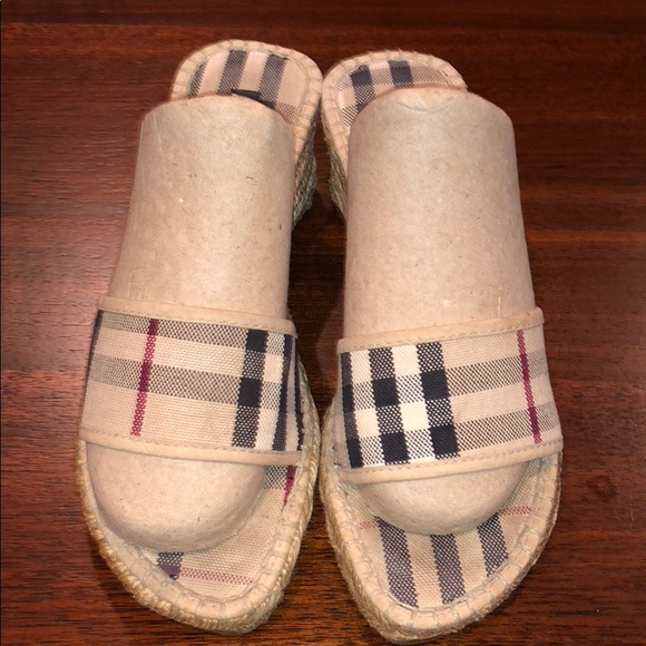 Burberry Shoes - Burberry Nova Check Espadrille Wedge Sandals